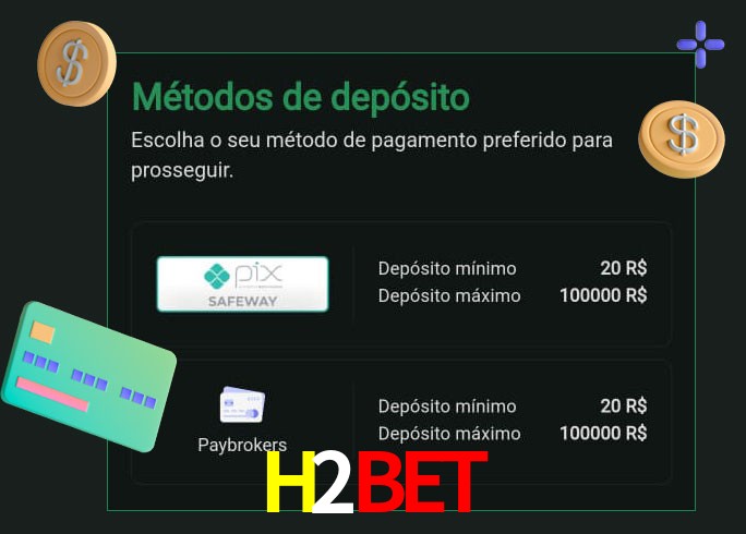 O cassino H2Bet oferece uma grande variedade de métodos de pagamento